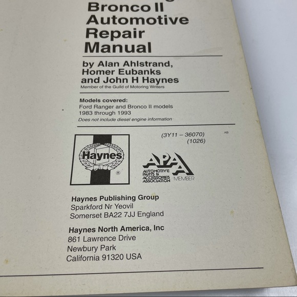 Haynes Ford Ranger Bronco Car Repair Manual - Picture 6 of 8